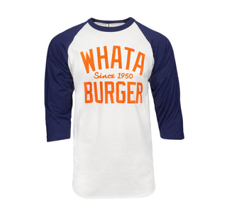 View on white of Whataburger 3/4 Sleeve Baseball Tee