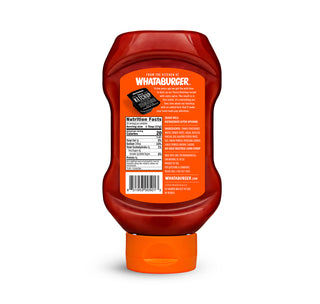 view back of spicy ketchup bottle
