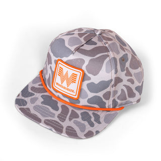 Angled view on-white photo of Burlebo x Whataburger Camo Hat