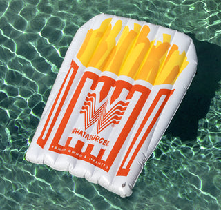 view whataburger french fry pool float in a pool.