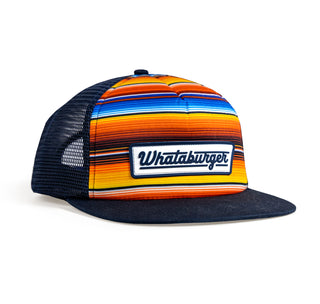 View serape mesh hat with a rubberized whataburger patch.