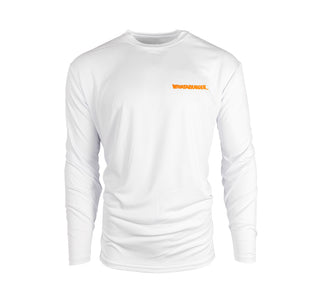 view front of white uv long sleeve just like you like it tee