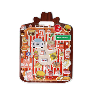 Sticker set with Whataburger designs on a white background