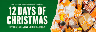 12 Days of Christmas. On-image text: New sale, new savings through December 12th. Unwrap a festive surprise Daily. Paired with an image of a variety of Whataburger gifts.