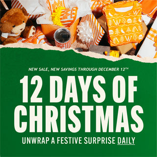 12 Days of Christmas. On-image text: New sale, new savings through December 12th. Unwrap a festive surprise Daily. Paired with an image of a variety of Whataburger gifts.