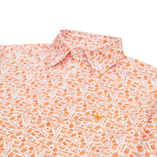 View close up of the pattern on the Texas Standard Texas Tradition Polo