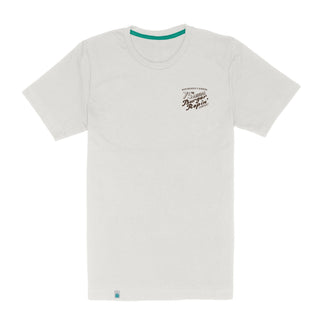 White t-shirt with text on a white background