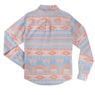 Long-sleeve shirt with a Western pattern on a white background