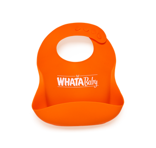 View Whataburger silicone baby bib. Reads WhataBaby.