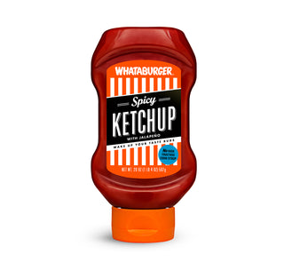 view front of spicy ketchup bottle