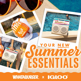 View polaroid images of Whataburger Igloo items. Reads Your New Summer Essentials. Whataburger x Igloo