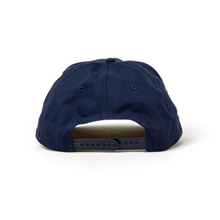 View back of navy wave hitch hat