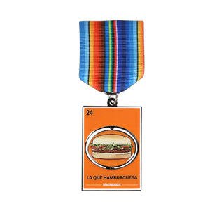 view spinning whataburger fiesta medal featuring a number 1 whataburger
