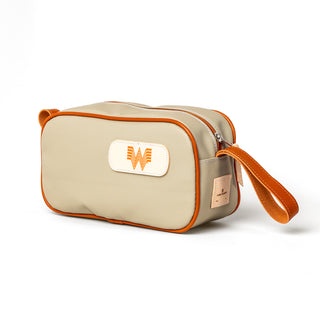 View side of Whataburger Jon Hart Tan/Orange Shave Kit