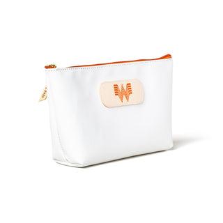 View side detail of Jon Hart Orange/White Grande Bag