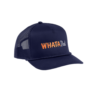 View front of Whataburger WhataDad Navy Trucker Hat