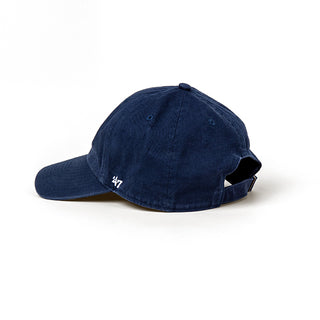 View side of navy clean up hat