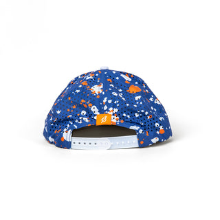 View back of blue drip staunch collection hat