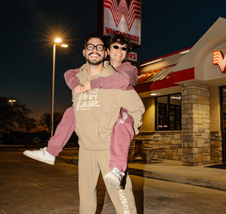 view models wearing the whataburger sauce suits