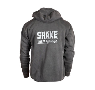 view back of sweet and spicy sauce sweatsuit that says ' shake them wings '