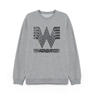 Gray sweatshirt with 'Whataburger' logo on a white background