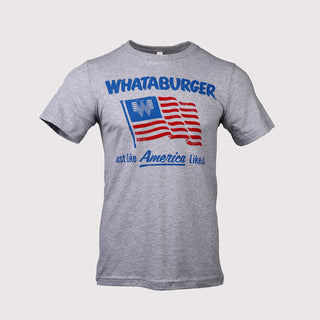 On-White Photo of Grey USA Whataburger Tee