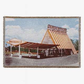 On-White photo of Retro A-Frame Whataburger blanket