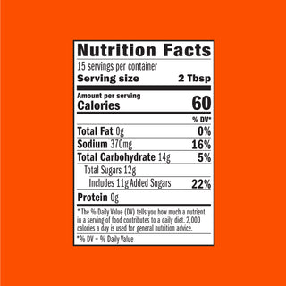 Nutrition facts label on an orange background