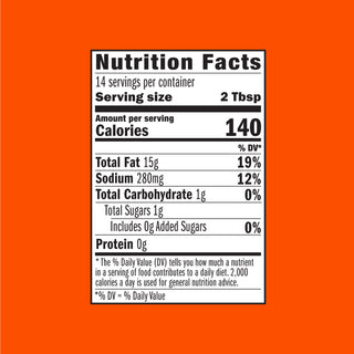 Nutrition facts label on an orange background