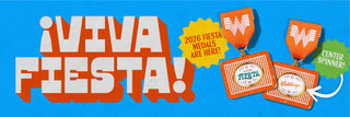 Promotional graphic for 'Viva Fiesta!' with medals and text on a blue background
