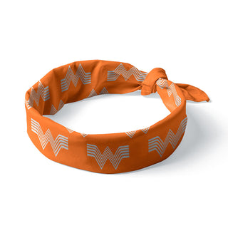Orange Dog Bandana with White Flying W logo pattern on white background