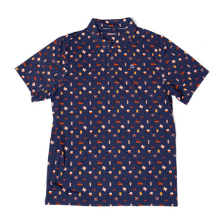 Hooey x Whataburger Navy Cowboy Golf Polo on White Background
