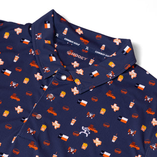 Hooey x Whataburger Navy Cowboy Golf Polo on White Background