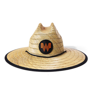 Straw hat with a logo on a white background