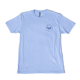 One Nation Light Blue Tee on white background