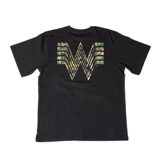 Back of Sportiqe Coal Camo Tee on white background