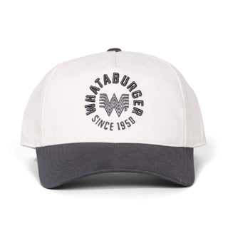 White and gray cap with 'Whataburger Since 1950' logo on a white background