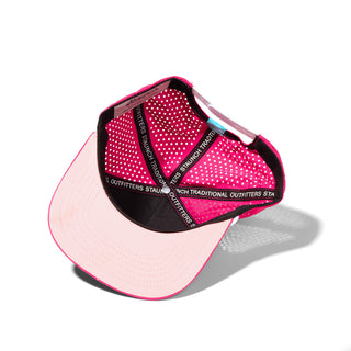 Bottom of Pink Neon Sign Staunch Collection Hat on white background
