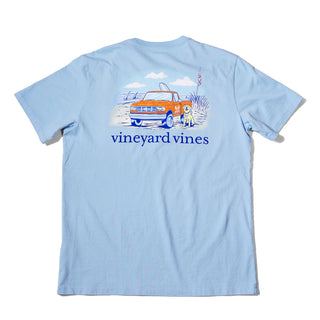 Vineyard Vines x Whataburger Light Blue Truck Tee on white background