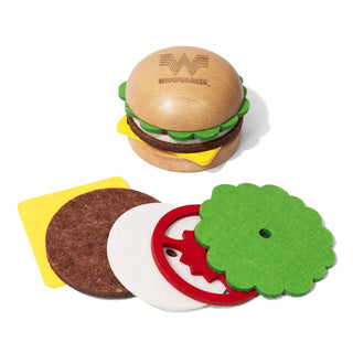 Wooden Burger Coaster on white background