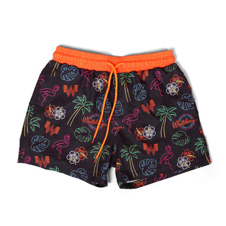 Youth Whataburger Neon Collage Swim Trunks on white background