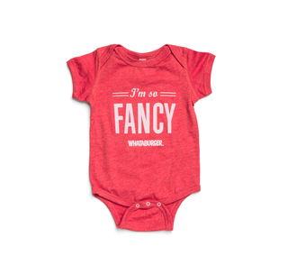 View I'm So Fancy Onesie Product Detail: - 60/40 Cotton/Polyester Blend - Three snap closure