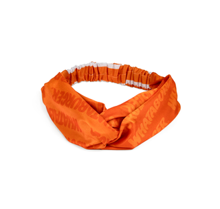 View Orange and White Tone on Tone Knotted Headband Product Detail: - 100% Polyester - Soft Touch Knit Fabric