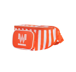 Side View Orange and White Striped Adjustable Hip Fanny Pack