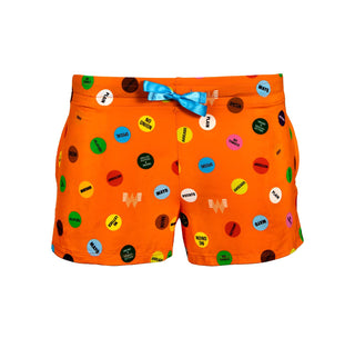View Orange Day Dot Shorts Product Detail:  - 93% modal / 7% spandex  - Elastic waist band  - Ribbon drawstring
