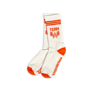 View White and Orange Team W Athletic Sock