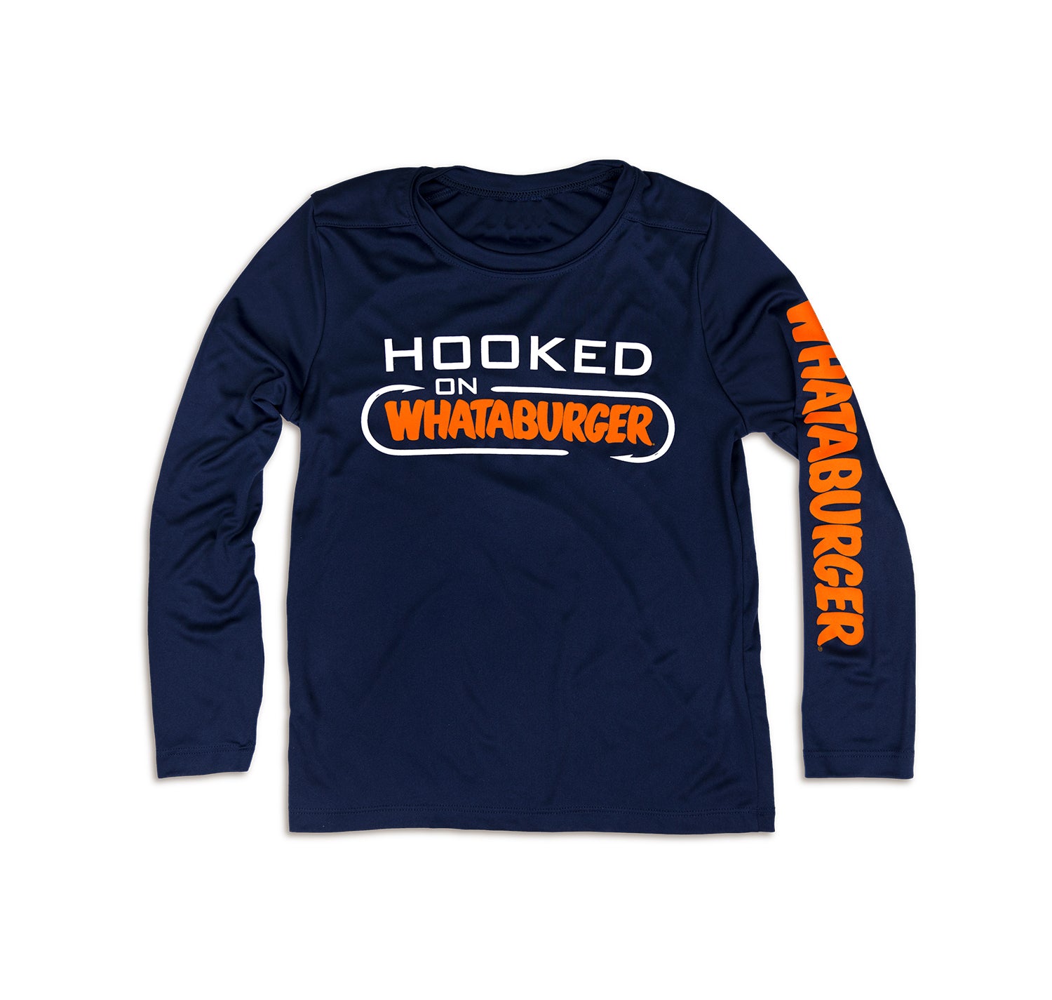 Youth Navy Hooked On Long Sleeve Fishing Shirt – WHATASTORE
